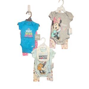 Disney (3) Baby Girl Outfits (2) 0-3Months (1) 3-6 Months NWT